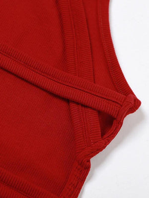 Solid Color Backless Cropped Tank Top