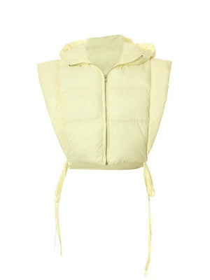 Solid Color Lace Up Hooded Sleeveless Jacket