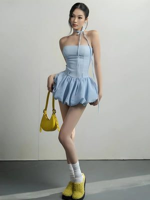Strapless Bubble Mini Dress view 4 | MAUVSTUDIO®