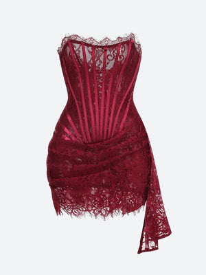 Strapless Lace Mini Dress view 31 | MAUVSTUDIO®