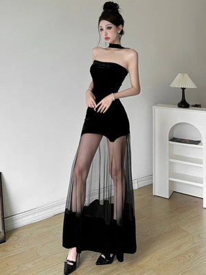 Strapless Sheer Maxi Dress view 4 | MAUVSTUDIO®