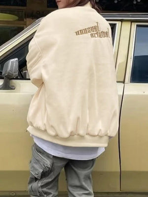 Street Embroidery Print Loose Baseball Jacket
