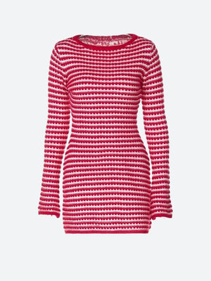 Striped Knitted Mini Dress view 5 | MAUVSTUDIO®