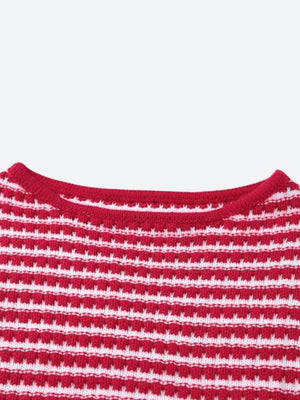 Striped Knitted Mini Dress view 6 | MAUVSTUDIO®