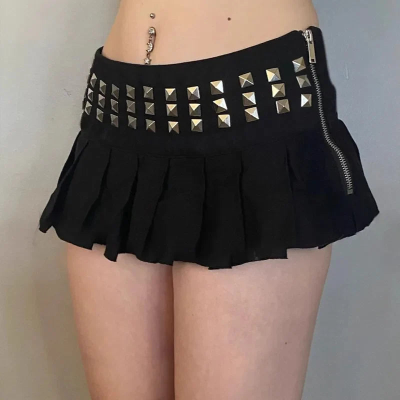 , Y2K skirt styled with a crop top