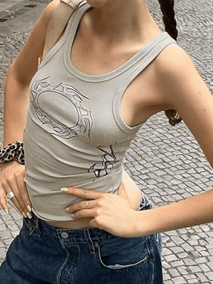 Tribal Flame Cropped Tank Top