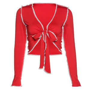 Trouble Maker Tie Front Crop Top