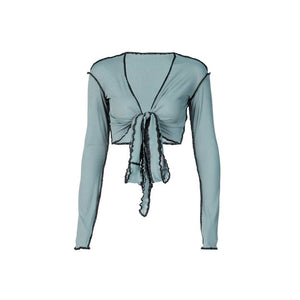 Trouble Maker Tie Front Crop Top