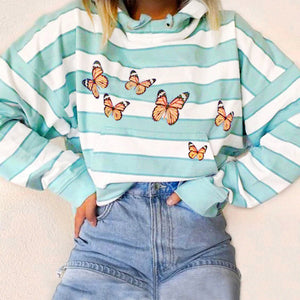Ur My Butterfly Striped Hoodie