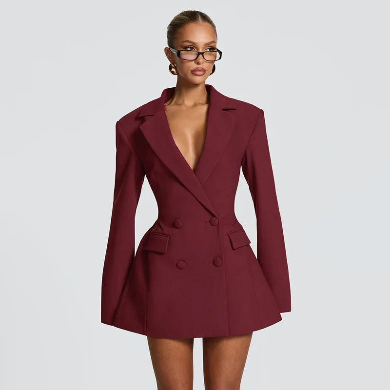 V Neck Blazer Dress view 7 | MAUVSTUDIO®