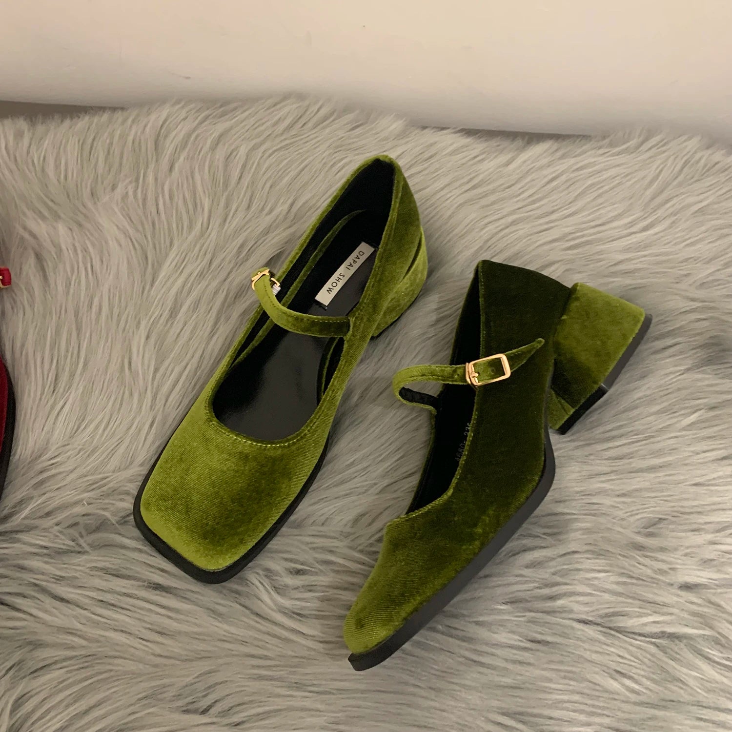 Velvet Mary Janes EU35 US5.0 Green
