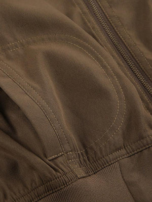 Vintage Brown Zip Up Slim Short Jacket