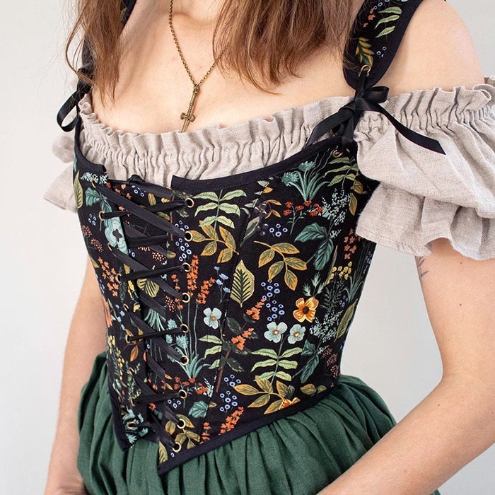 Vintage Floral Print Corset