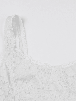 White Lace Cropped Tank Top