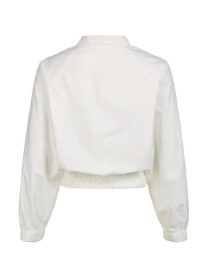 White Stretchy Hem Cargo Style Thin Crop Jacket