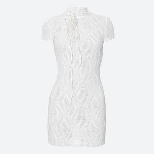 Wrinkled Lace Up Mini Dress view 2 | MAUVSTUDIO®
