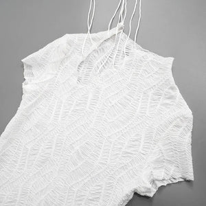 Wrinkled Lace Up Mini Dress view 3 | MAUVSTUDIO®
