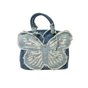Y2K Aesthetic Denim Butterfly Handbag