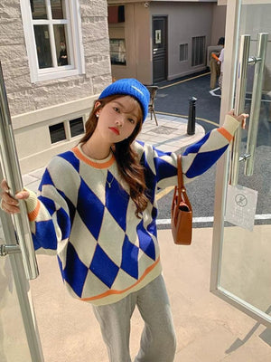 Y2K Argyle Sweater