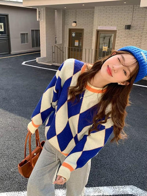 Y2K Argyle Sweater