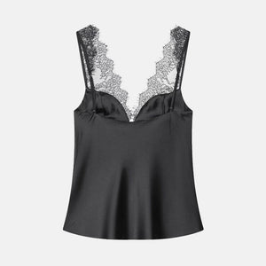 Y2K Baddie Satin Cami Top with lace trim, Y2K tube top styled with low rise bottoms