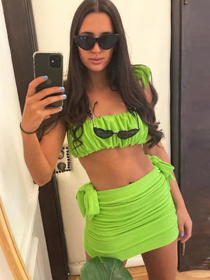 , Y2K skirt styled with a crop top