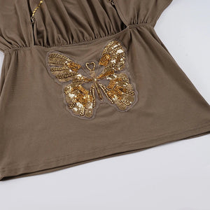 Y2K Butterfly Open Back Mini Dress view 7 | MAUVSTUDIO®