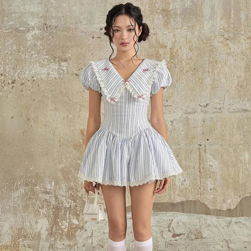 Y2K Chelsea Collar Mini Dress view 7 | MAUVSTUDIO®
