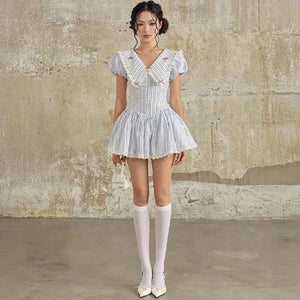 Y2K Chelsea Collar Mini Dress view 3 | MAUVSTUDIO®