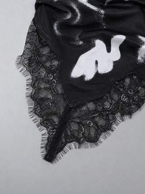 Y2K Cyber Lace Top with lace trim, Y2K halter top styled with low rise bottoms