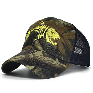 Y2K Embroidered Fish Bone Camo Baseball Cap – MAUVSTUDIO®