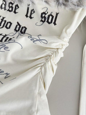 Top Épaules Dénudées Y2K Grunge à Col en Fausse Fourrure