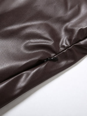 Y2K Faux Leather Top with fitted cut, Y2K tube top styled with low rise bottoms