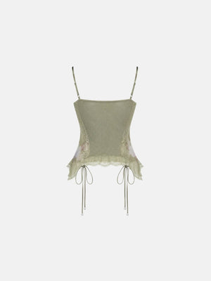 Y2K Floral Cami Top with lace trim, Y2K tube top styled with low rise bottoms