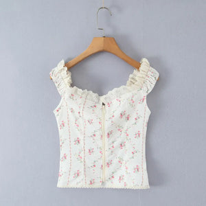 Y2K Floral Lace Trim Cami Top with lace trim, Y2K tube top styled with low rise bottoms