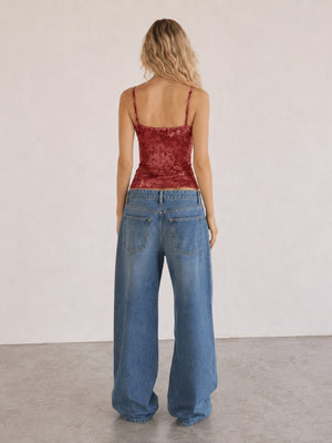 Y2K Floral Sheer Cami Crop Top with cropped cut, Y2K tank top styled with low rise bottoms
