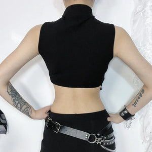 Y2K Goth Beaded Crop Top, Y2K tube top styled with low rise bottoms