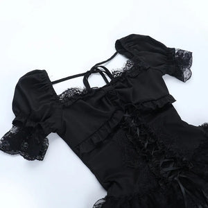 Y2K Goth Corset Layered Mini Dress view 5 | MAUVSTUDIO®
