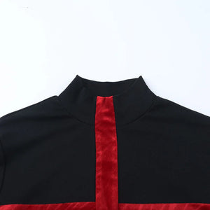 Y2K Goth Cross Top with ribbed knit, Y2K long sleeve top styled with low rise bottoms