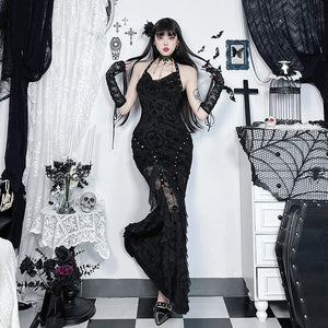 Y2K Goth Mermaid Maxi Dresses view 4 | MAUVSTUDIO®