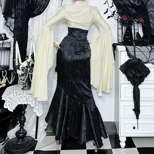 , Y2K skirt styled with a crop top