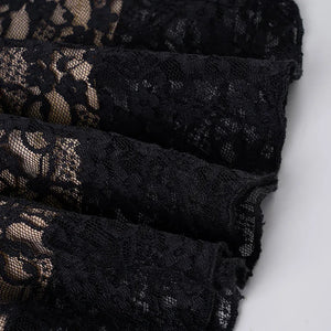 Y2K Goth Sheer Lace Mini Dress view 6 | MAUVSTUDIO®