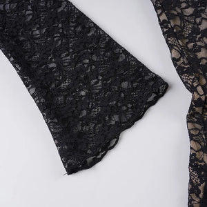 Y2K Goth Sheer Lace Mini Dress view 7 | MAUVSTUDIO®