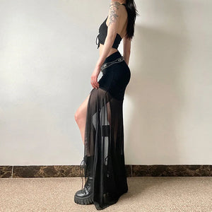 , Y2K skirt styled with a crop top
