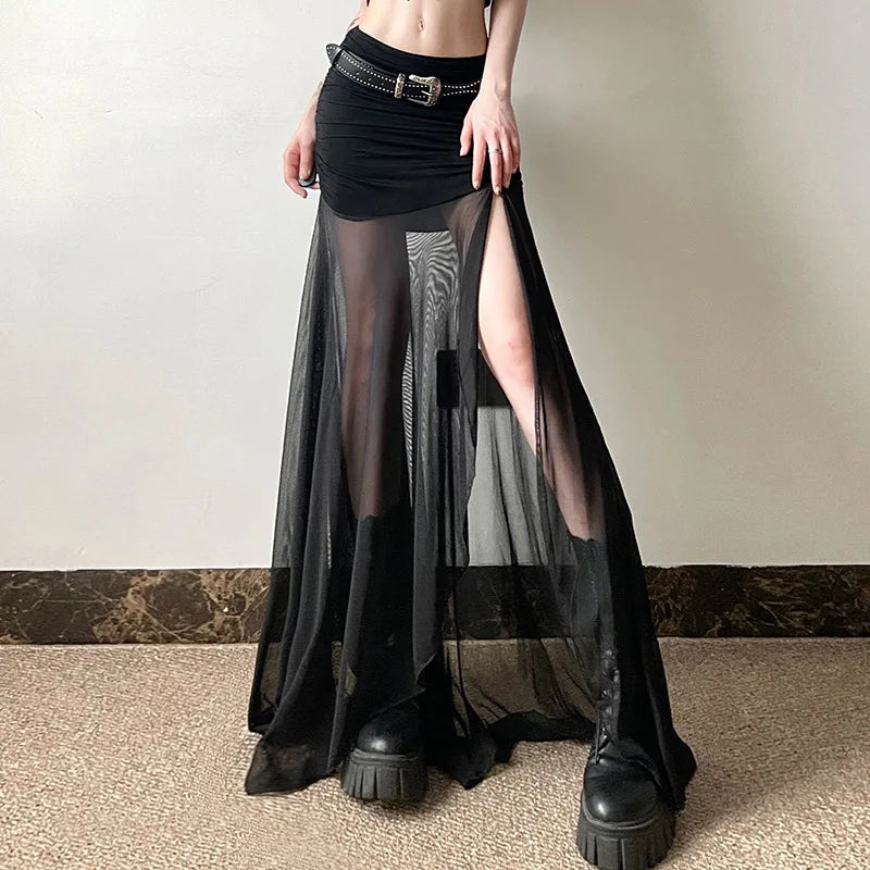 , Y2K skirt styled with a crop top