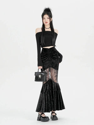 , Y2K skirt styled with a crop top