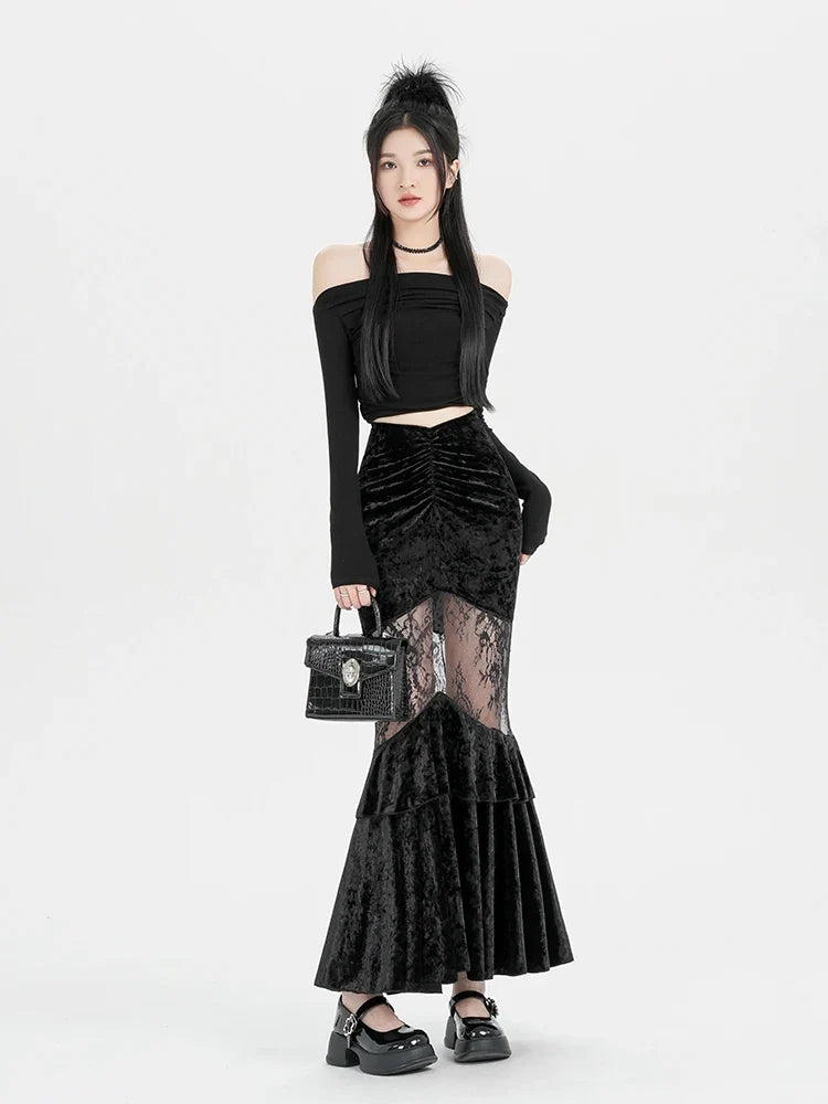 , Y2K skirt styled with a crop top