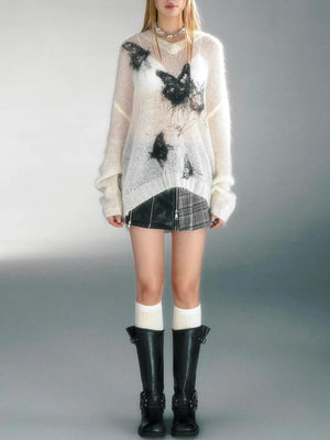 Y2K Grunge Butterfly Sweater