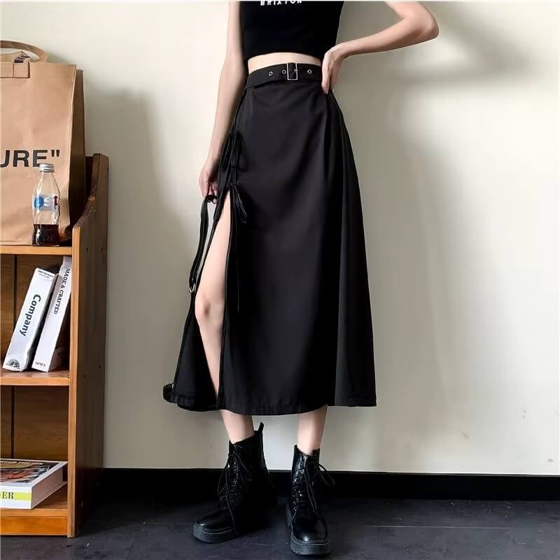 , Y2K skirt styled with a crop top