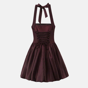 Y2K Halter Bubble Mini Dress view 3 | MAUVSTUDIO®